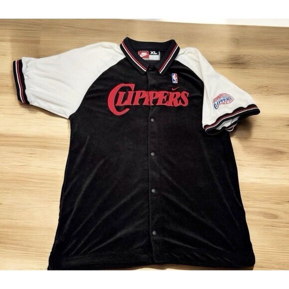 Y2K Los Angeles Clippers Jersey Velour Warm up Shirt Jacket Nike NBA Mens XL 56” - Picture 1 of 16